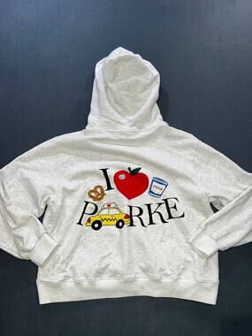 Parke Mock neck Nyc I love Parke Y2K hoodie babydoll Gray Size L/XL A011245
